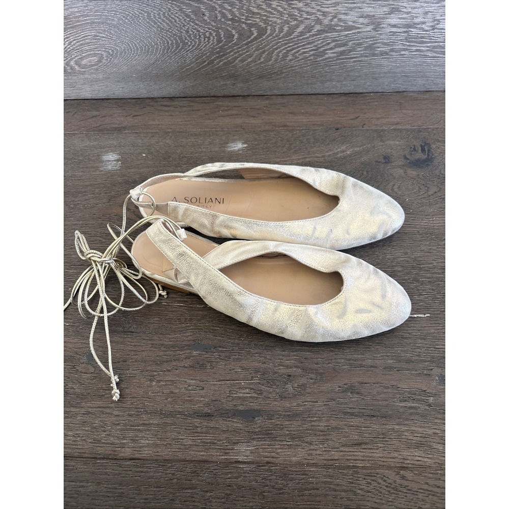 A. Soliani Metallic Flats Lace Up Size 40 Gold